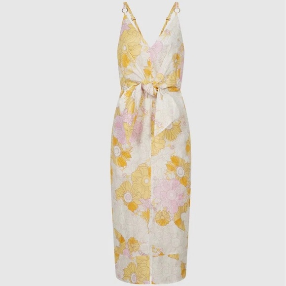 REISS Kay Tie Front Printed Dress - Picture 9 of 11